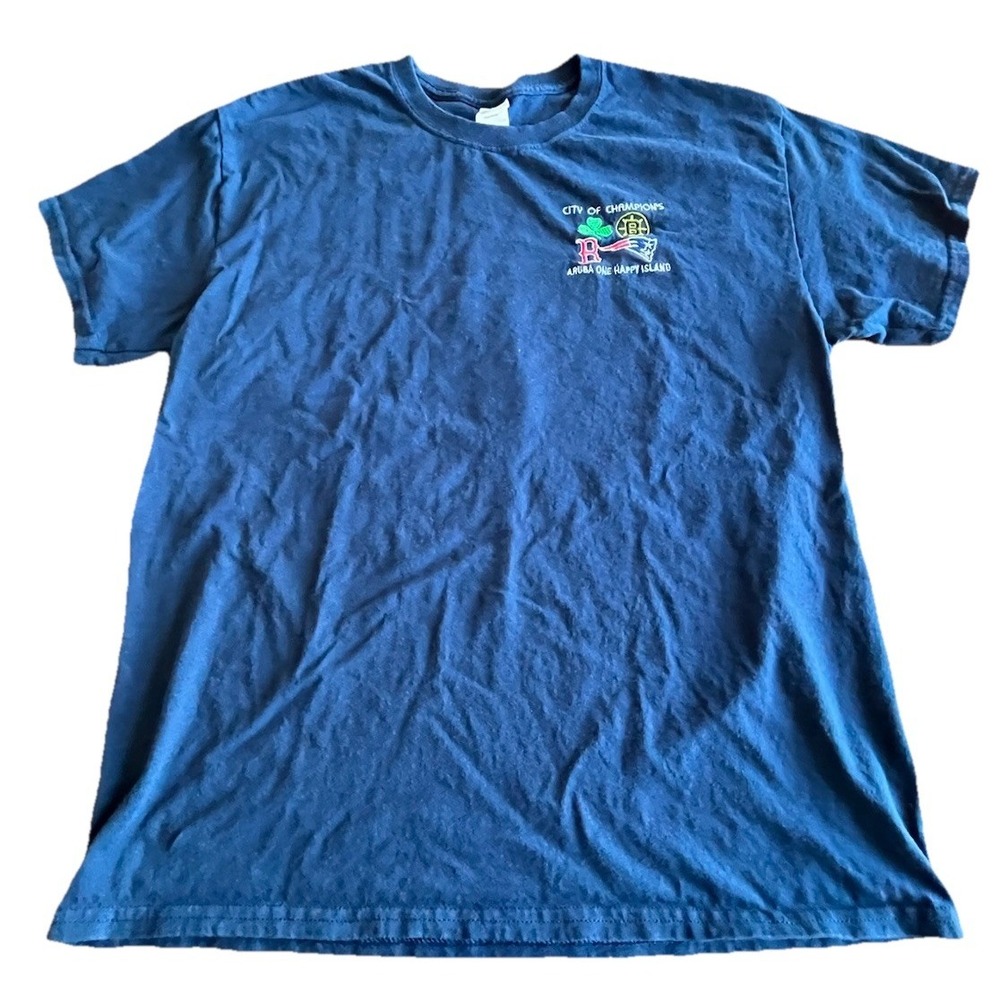 Gildan Patriots Boston Red Sox‎ Celtics CITY OF CHAMPIONS Blue Shirt Men's Large